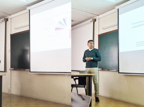 Jaime Guerrero et le Dr. Carlos Alvarado donnent une conférence à la Faculté de biologie de l’Université de Murcie.