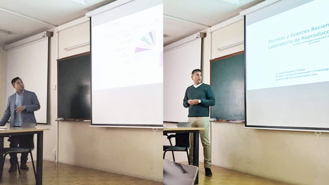 Jaime Guerrero y el Dr. Carlos Alvarado imparten una charla en la Facultad de Biología de la Universidad de Murcia